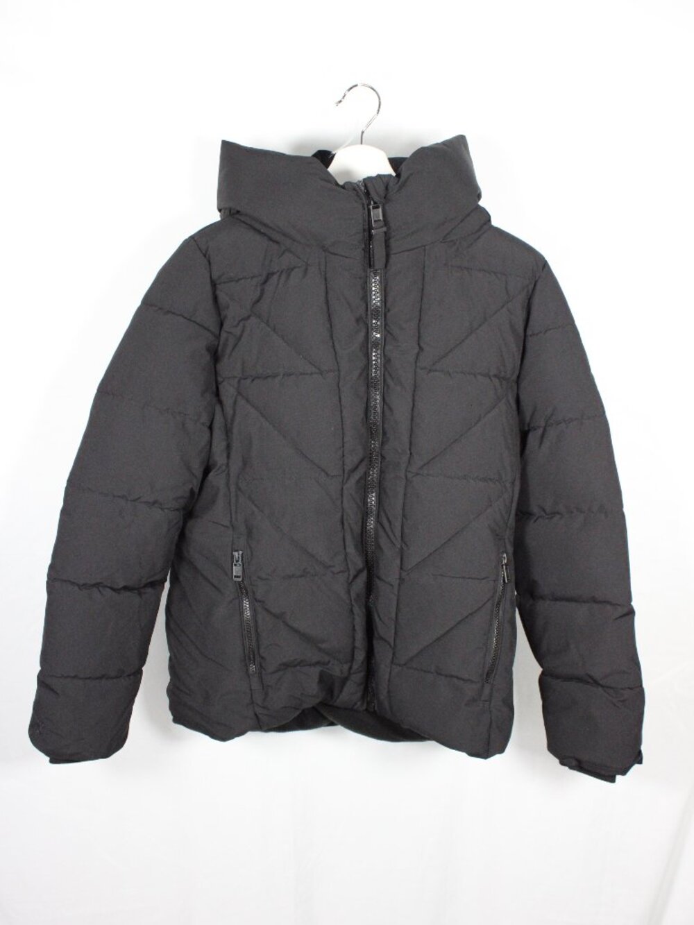 Marikoo Black Quilted Puffer Coat Full Zip Size Medium Hooded Winter Snow Warm